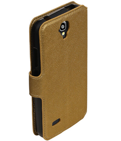 Goud Huawei Y560 / Y5 TPU wallet case booktype hoesje HM Book