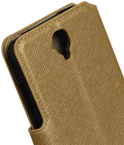 Goud Huawei Y560 / Y5 TPU wallet case booktype hoesje HM Book