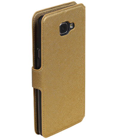 Goud Samsung Galaxy A5 2016 TPU wallet case booktype hoesje HM Book