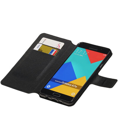 Zwart Samsung Galaxy A7 2016 TPU wallet case booktype hoesje HM Book