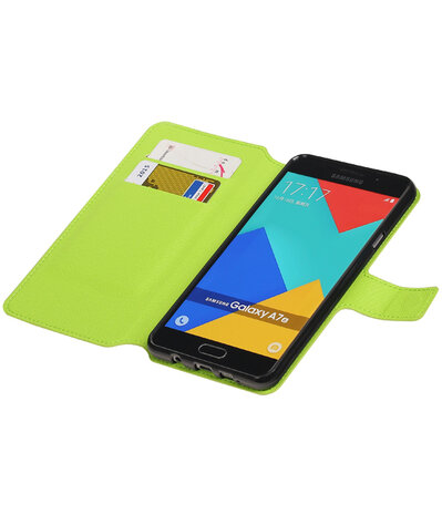 Groen Samsung Galaxy A7 2016 TPU wallet case booktype hoesje HM Book