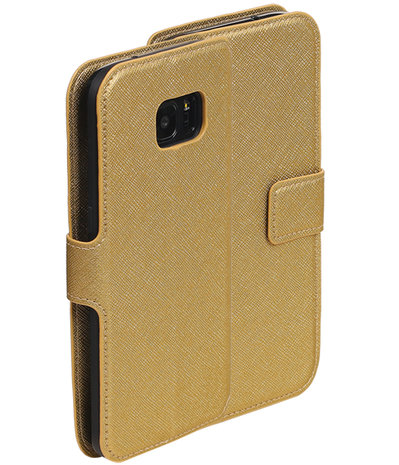 Goud Samsung Galaxy S7 Edge 2016 TPU wallet case booktype hoesje HM Book