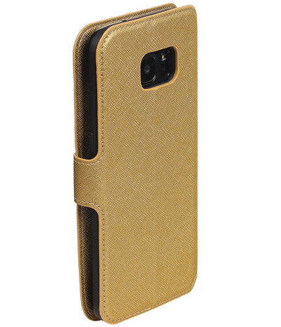 Goud Samsung Galaxy S7 Edge 2016 TPU wallet case booktype hoesje HM Book