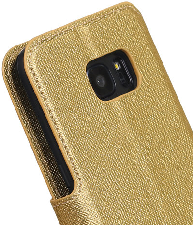 Goud Samsung Galaxy S7 Edge 2016 TPU wallet case booktype hoesje HM Book