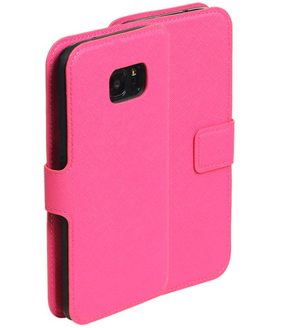 Roze Samsung Galaxy S7 Edge 2016 TPU wallet case booktype hoesje HM Book