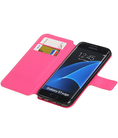 Roze Samsung Galaxy S7 Edge 2016 TPU wallet case booktype hoesje HM Book