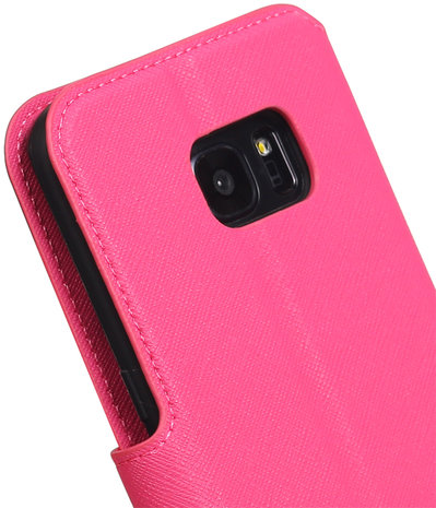 Roze Samsung Galaxy S7 Edge 2016 TPU wallet case booktype hoesje HM Book