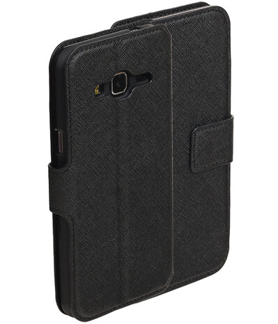 Zwart Samsung Galaxy J3 TPU wallet case booktype hoesje HM Book