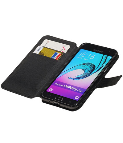 Zwart Samsung Galaxy J3 TPU wallet case booktype hoesje HM Book