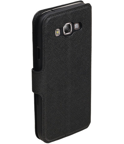 Zwart Samsung Galaxy E5 TPU wallet case booktype hoesje HM Book