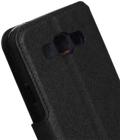 Zwart Samsung Galaxy E5 TPU wallet case booktype hoesje HM Book