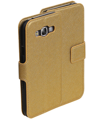 Goud Samsung Galaxy E5 TPU wallet case booktype hoesje HM Book