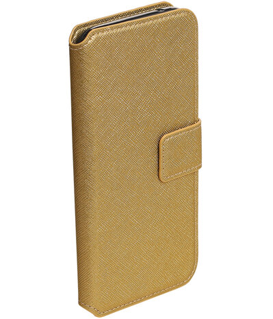 Goud Samsung Galaxy E5 TPU wallet case booktype hoesje HM Book