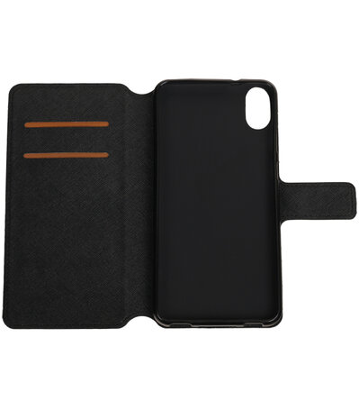 Zwart HTC Desire 825 TPU wallet case booktype hoesje HM Book