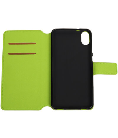 Groen HTC Desire 825 TPU wallet case booktype hoesje HM Book