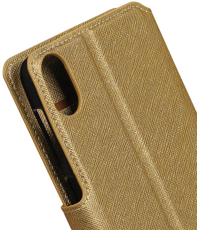 Goud HTC Desire 825 TPU wallet case booktype hoesje HM Book