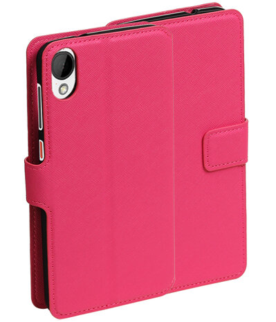 Roze HTC Desire 825 TPU wallet case booktype hoesje HM Book