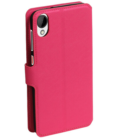 Roze HTC Desire 825 TPU wallet case booktype hoesje HM Book