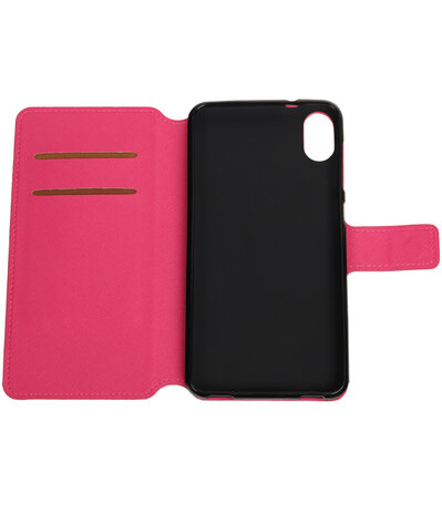 Roze HTC Desire 825 TPU wallet case booktype hoesje HM Book