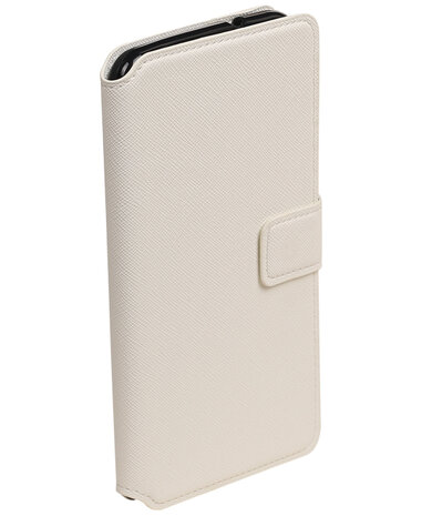 Wit HTC Desire 825 TPU wallet case booktype hoesje HM Book