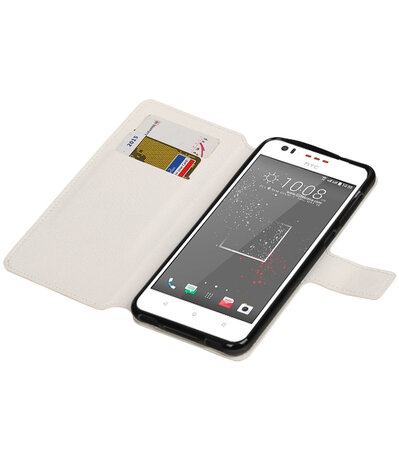 Wit HTC Desire 825 TPU wallet case booktype hoesje HM Book