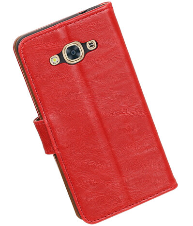 Rood Pull-Up PU booktype wallet hoesje voor Samsung Galaxy J3 Pro