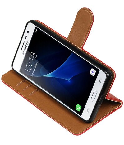 Rood Pull-Up PU booktype wallet hoesje voor Samsung Galaxy J3 Pro