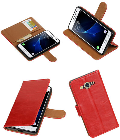 Rood Pull-Up PU booktype wallet hoesje voor Samsung Galaxy J3 Pro