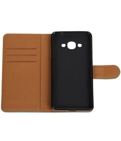 Groen Pull-Up PU booktype wallet hoesje voor Samsung Galaxy J3 Pro