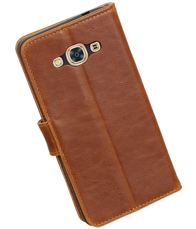 Bruin Pull-Up PU booktype wallet hoesje voor Samsung Galaxy J3 Pro