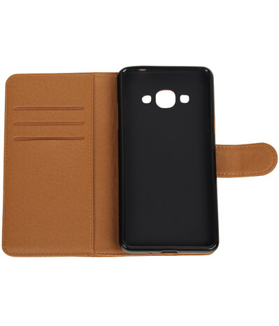 Bruin Pull-Up PU booktype wallet hoesje voor Samsung Galaxy J3 Pro