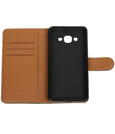 Zwart Pull-Up PU booktype wallet hoesje voor Samsung Galaxy J3 Pro