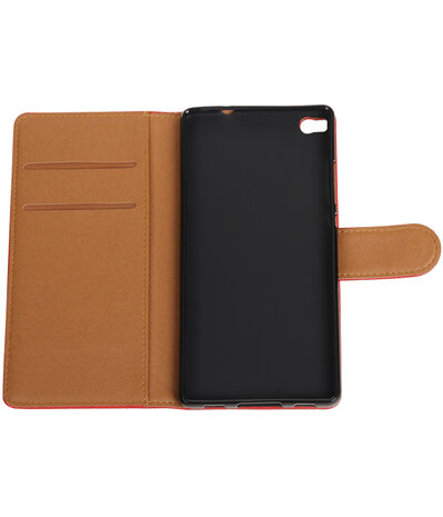 Rood Pull-Up PU booktype wallet hoesje voor Huawei P8