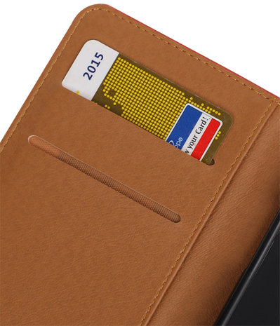 Rood Pull-Up PU booktype wallet hoesje voor Samsung Galaxy E5