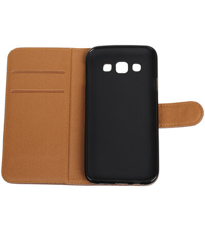 Mocca Pull-Up PU booktype wallet hoesje voor Samsung Galaxy E5