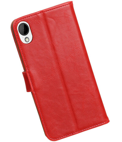 Rood Pull-Up PU booktype wallet hoesje voor HTC Desire 825