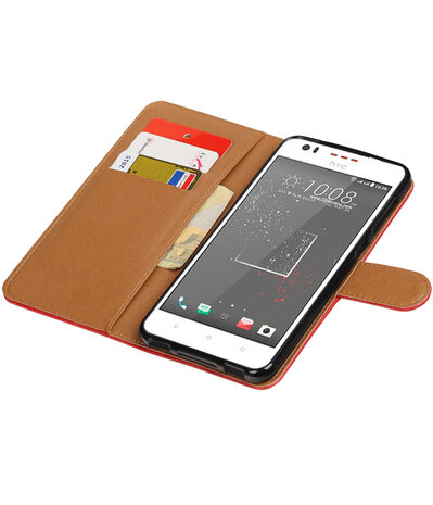 Rood Pull-Up PU booktype wallet hoesje voor HTC Desire 825