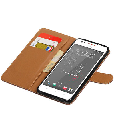 Mocca Pull-Up PU booktype wallet hoesje voor HTC Desire 825