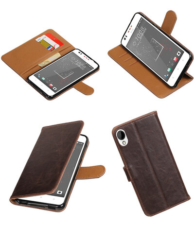 Mocca Pull-Up PU booktype wallet hoesje voor HTC Desire 825