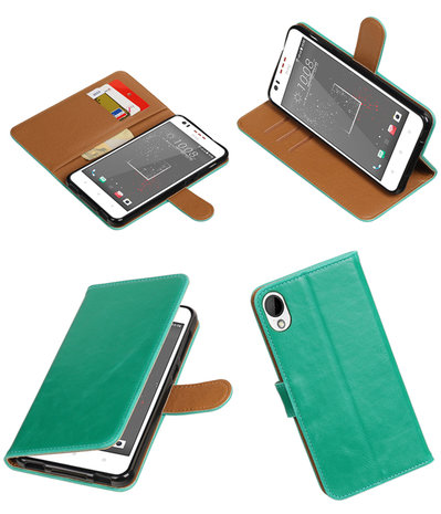 Groen Pull-Up PU booktype wallet hoesje voor HTC Desire 825