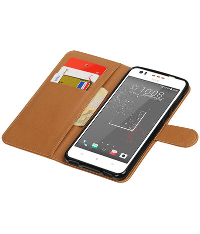 Bruin Pull-Up PU booktype wallet hoesje voor HTC Desire 825