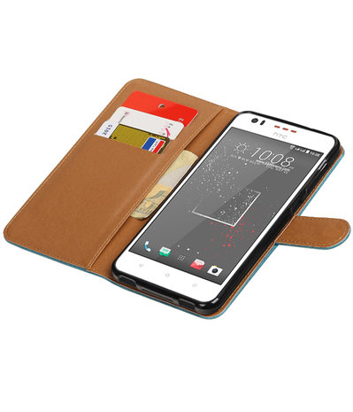 Blauw Pull-Up PU booktype wallet hoesje voor HTC Desire 825