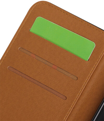 Zwart Pull-Up PU booktype wallet hoesje voor HTC Desire 825