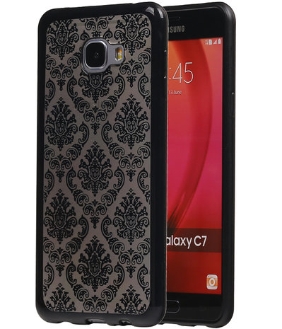 Zwart Brocant TPU back case cover hoesje voor Samsung Galaxy C7