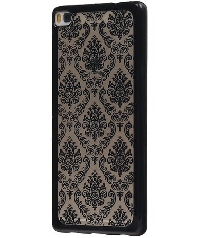 Zwart Brocant TPU back case cover hoesje voor Huawei P8