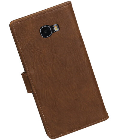 Bruin Hout booktype wallet cover hoesje voor HTC Desire 830