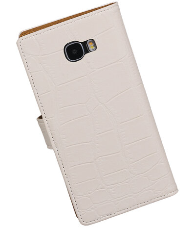 Wit Krokodil booktype wallet cover hoesje voor Samsung Galaxy C7