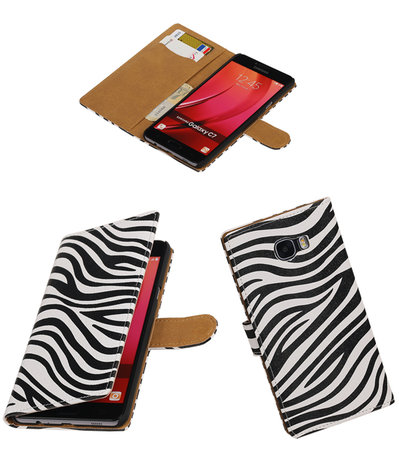 Zebra booktype wallet cover hoesje voor Samsung Galaxy C7