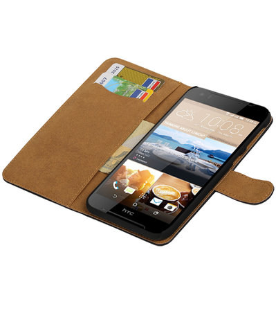 Zwart Krokodil booktype wallet cover hoesje voor HTC Desire 830