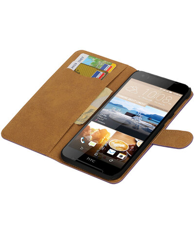 Paars Effen booktype wallet cover hoesje voor HTC Desire 830